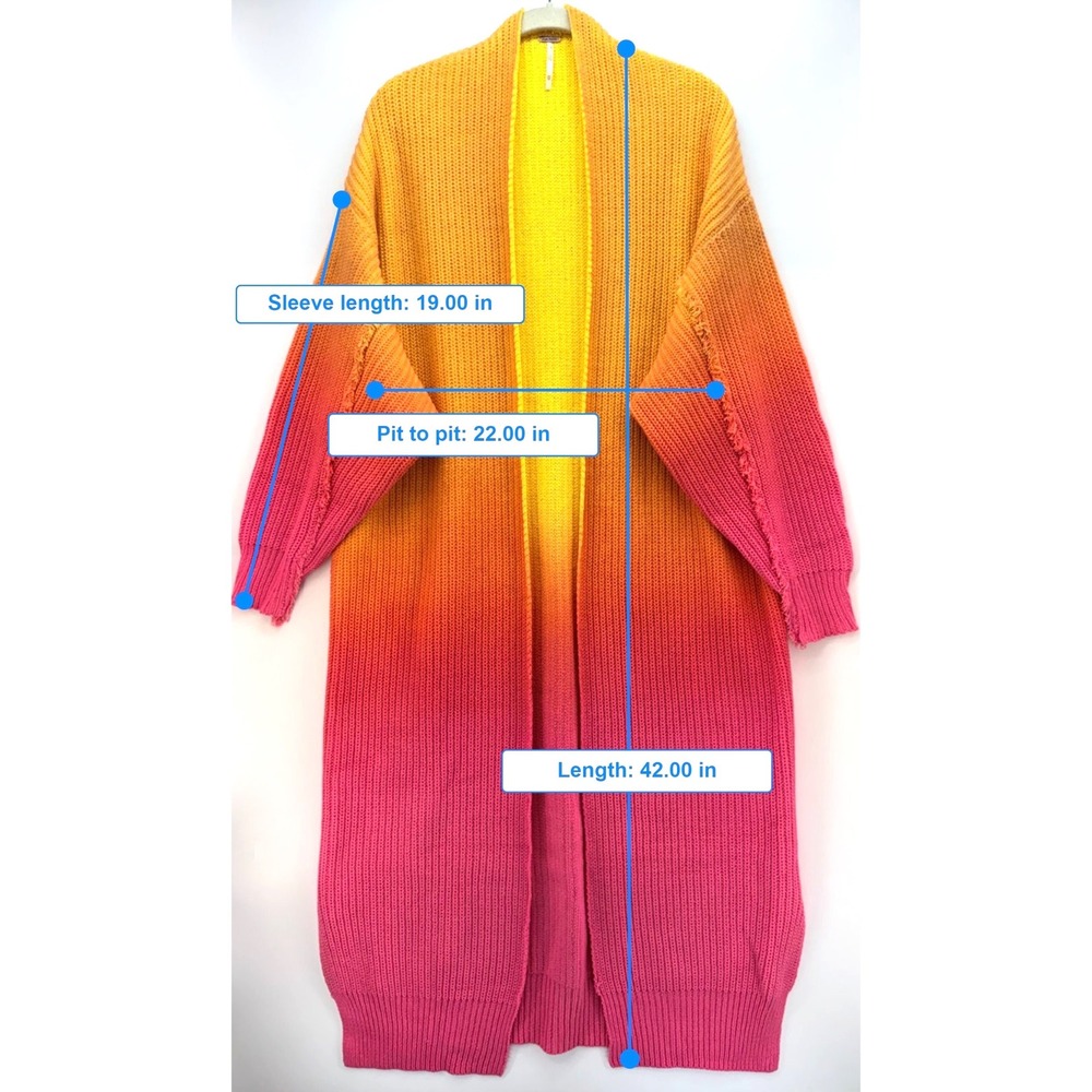 NWOT Free People Come Together Ombre Duster Cardigan Orange Boho Knit Sz XS - Picture 8 of 10